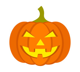 Fototapeta premium Jack-o'-lantern / jack-o-lantern Halloween carved pumpkin flat vector icon for apps and websites