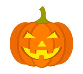 Foto op Plexiglas Jack-o'-lantern / jack-o-lantern Halloween carved pumpkin flat vector icon for apps and websites © martialred