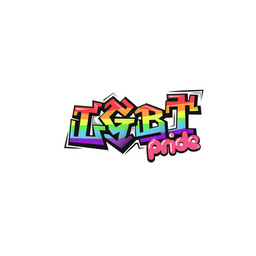 LGBT rainbow lettering icon. LGBT pride symbol. Graffiti style. Vector illustration.