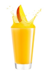 Naklejka na ściany i meble glass of splashing mango juice
