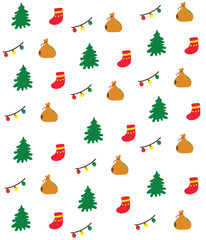 vector christmas pattern of different objects
