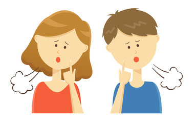 男性女性上半身_ため息