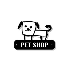 Funny dog, pet shop logo for your design