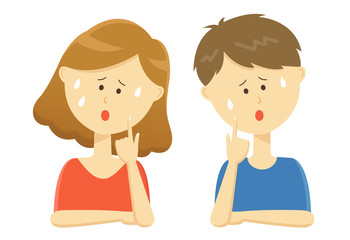 女性上半身_焦り