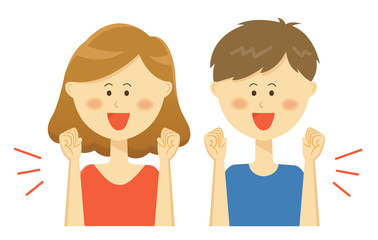 男性女性上半身_ガッツポーズ