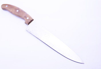 kitchen long sharp knife on a white background