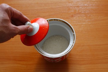 Sugar bowl on the table