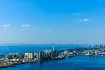Fototapeta na wymiar (千葉県ｰ湾岸風景)ポートタワーから望む東京湾の風景６