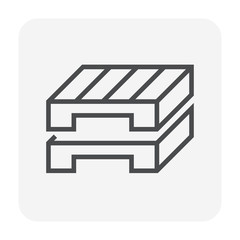 EUR or euro pallet vector icon. Industrial equipment platform of wood, plank for factory, warehouse for stock or store cargo, crate, box. Freight transport shipping industry.  Editable line stroke.