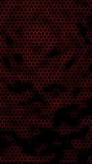 Honeycomb on a red background. Perspective view on polygon look like honeycomb. Isometric geometry. Vertical image orientation. 3D illustration