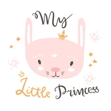 cute vector girly princess rabbit. can be used for greeting card