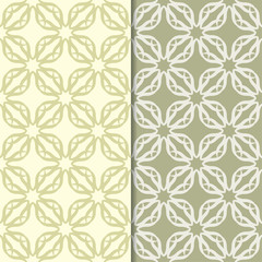 Fototapeta na wymiar Olive green floral designs. Set of seamless patterns
