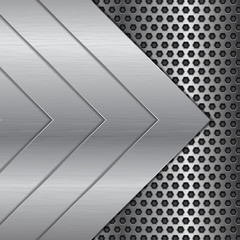 Metal perforated background with steel triangle elements