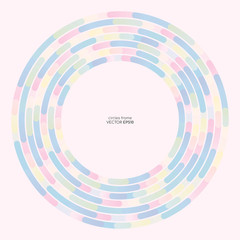 Abstract circle rings line frame colorful pastel colors overlay pattern isolated on white background with empty space for text. Vector background.
