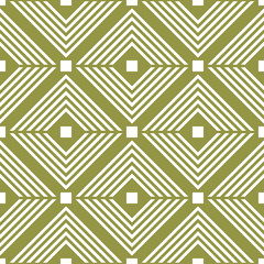 Olive green and white geometric ornament. Seamless pattern