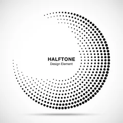 Tuinposter Halftone circle abstract frame.  Circular dots logo emblem design element for medical, treatment, cosmetic. Round border Icon using halftone circle dots raster texture. Vector illustration. © Bank Design Elements