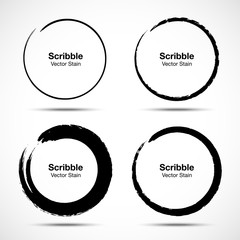 Set of vector hand drawn circles using sketch drawing scribble circle lines. Doodle circular logo design elements.