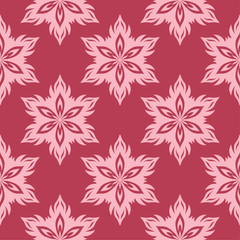 Fototapeta na wymiar Floral seamless pattern on red background