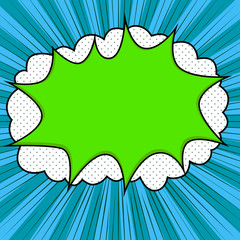 Comic book explosion, empty speech bubble, pop art style