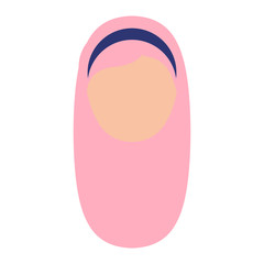 Flat vector of an avatar of a girl with long pink hair and a blue diadem.