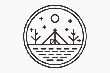 The wigwam on the lake shore, round logo © RM Elements