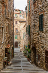 Colorful narrow streets in the medieval town of Campiglia Marittima in Tuscany - 1