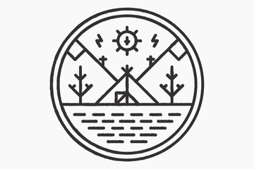 The wigwam on the lake shore, round logo © RM Elements