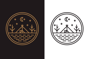 The wigwam on the lake shore, round logo © RM Elements