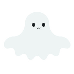 Flat vector of a kawaii ghost and very beautiful.