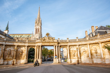 Obraz premium Citysape view on the old town with Saint Epvre cathedral in Nancy city, France