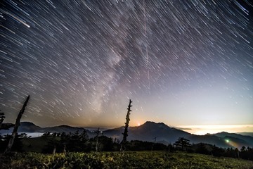 日本、霊峰・石鎚山の絶景、夜の星座・天の川、四国、愛媛県、高知県、秋の紅葉
