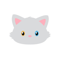 Simple vector of the face of a beautiful kitten with eyes of different color.