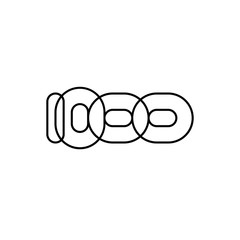 One thousand, mono line. Four rounded figures.