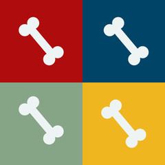 Flat vector of a four bones in four squares of different color.