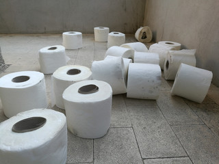 Mountain rolls of toilet paper