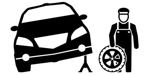 gz200 GrafikZeichnung - german - Jetzt auf Winterreifen wechseln (Automechaniker) - english - change to winter tires (car mechanic) - simple template - banner 2to1 xxl - g6716