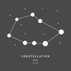 The Constellation Of Vela. The Sails - linear icon. Vector illustration of the concept of astronomy.