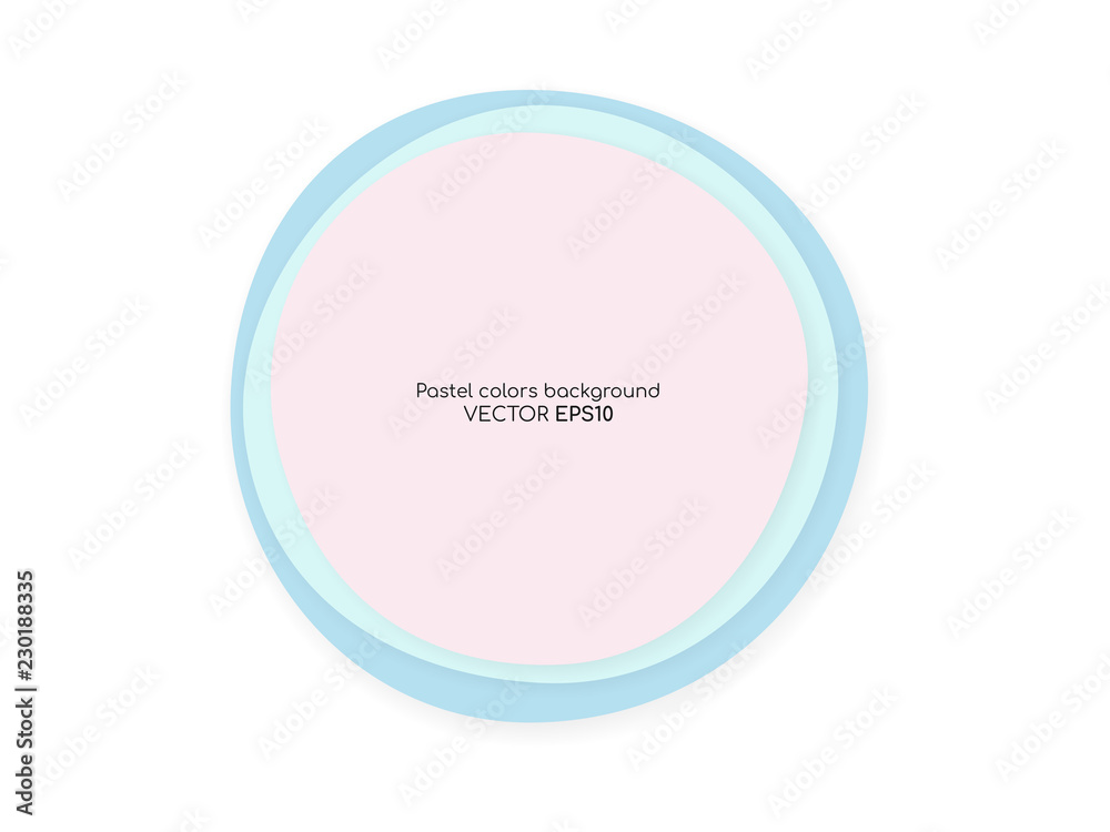 Aufkleber Vector circle pastel colors overlay with shadow isolated on white background with empty space for text. For design element, banner, background