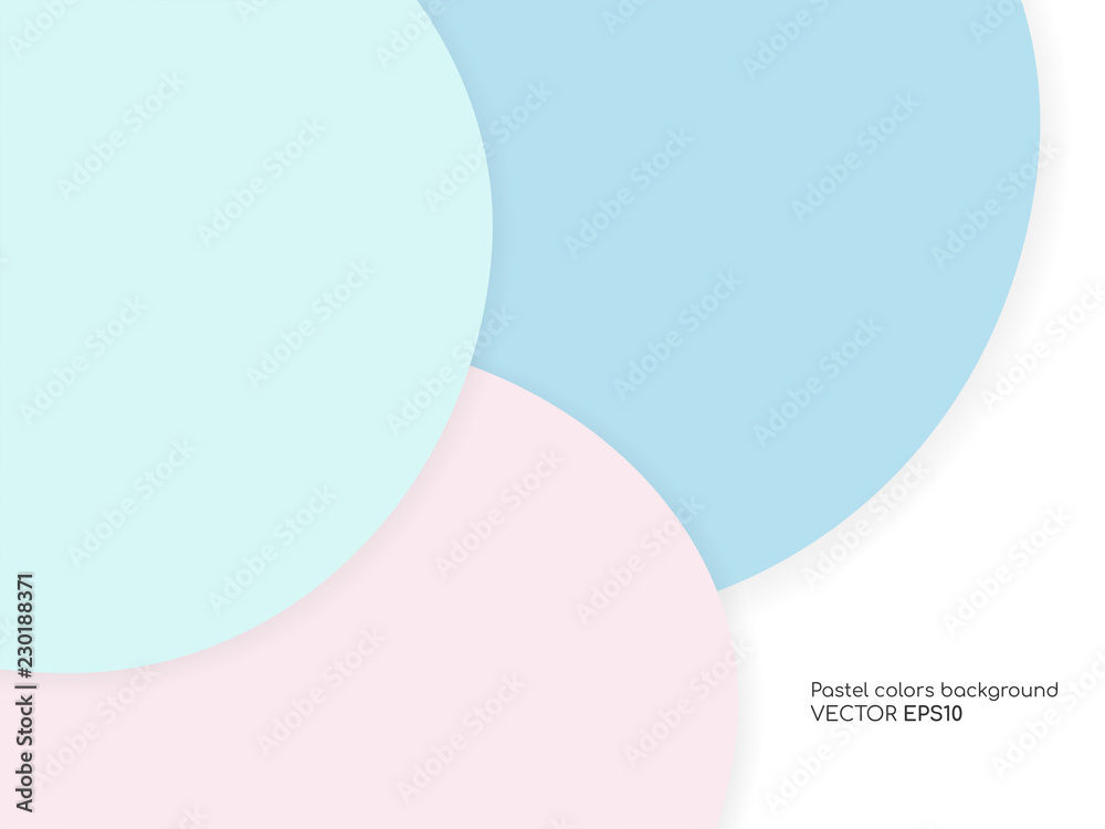 Poster Vector circle pastel colors overlay with shadow isolated on white background with empty space for text. For design element, banner, background