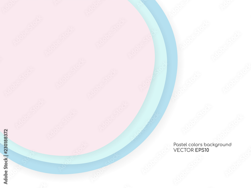 Poster Vector circle pastel colors overlay with shadow isolated on white background with empty space for text. For design element, banner, background