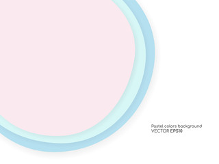 Vector circle pastel colors overlay with shadow isolated on white background with empty space for text. For design element, banner, background