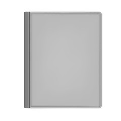 Gray hardcover leather notebook front cover top view, mockup