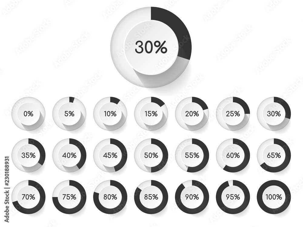 Poster set of circle percentage diagrams for infographics design elements