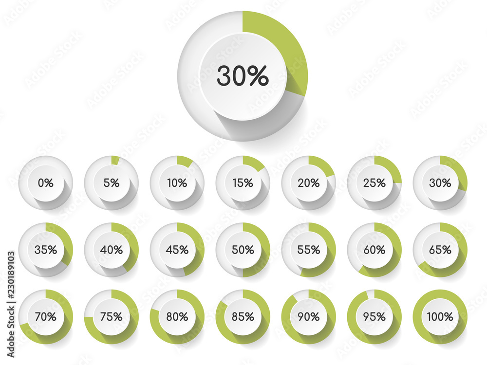 Poster set of circle percentage diagrams for infographics design elements