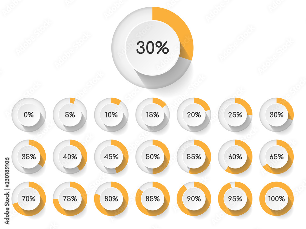Poster set of circle percentage diagrams for infographics design elements
