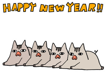 シンプルでシュールなネズミの年賀状イラスト Wall Mural Meg