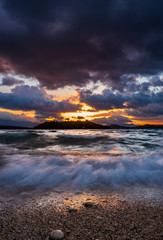 Fototapeta na wymiar Sunrise on the bay of Nidri in Lefkas island