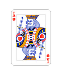 King of hearts playing card with isolated on white