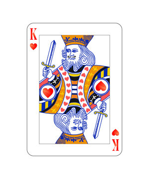 King of hearts playing card with isolated on white