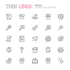 Collection of magic related line icons. Editable stroke